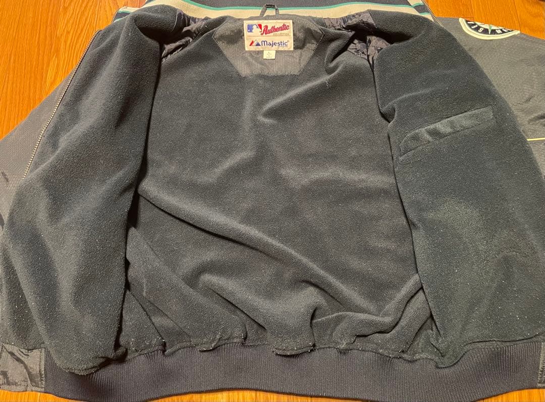 MLB マリナーズ Majestic オーセンティック 中綿 フリース裏地 L