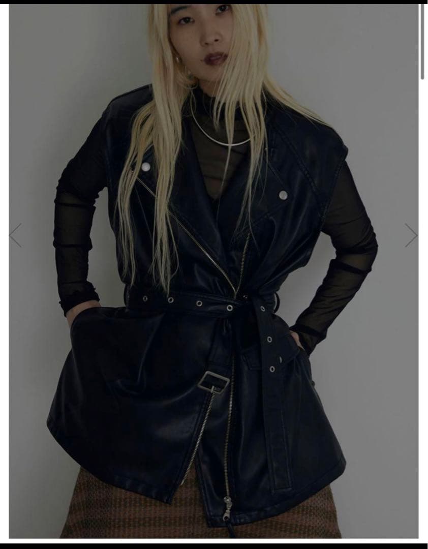 【AMERI】RIDERS FAKE LEATHER VEST JACKET