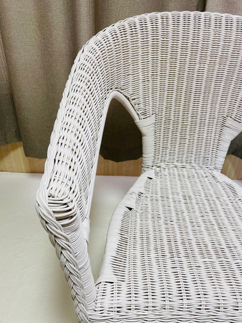 送料込み/タグ付き/新品未使用/ラタン/ホワイト/アームチェア
