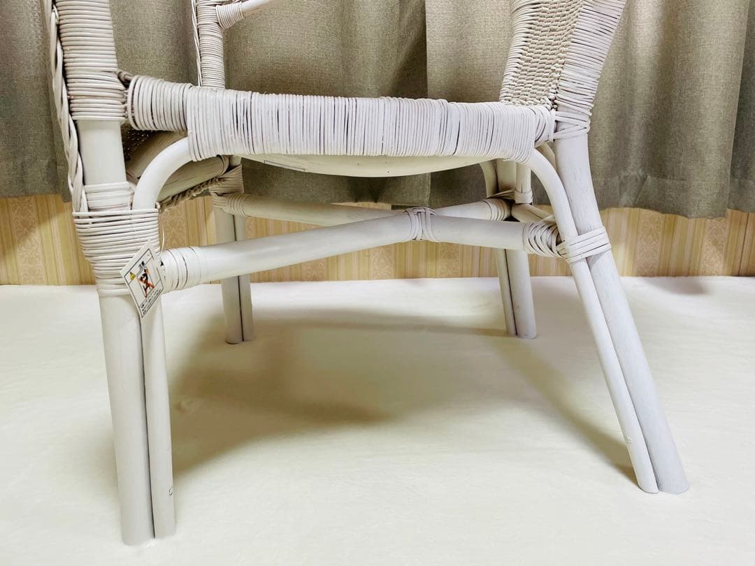 送料込み/タグ付き/新品未使用/ラタン/ホワイト/アームチェア