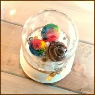 プリザーブドフラワーオルゴール　レインボーローズ＆チョコレートローズ　星に願いを