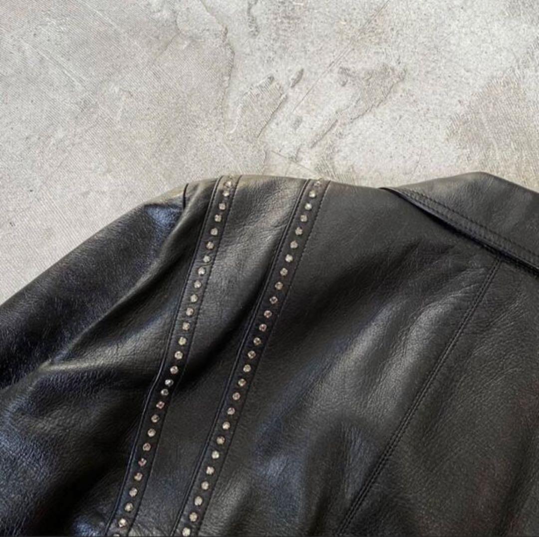 CELINE 19SS ラムスキンラインストーンレザージャケット