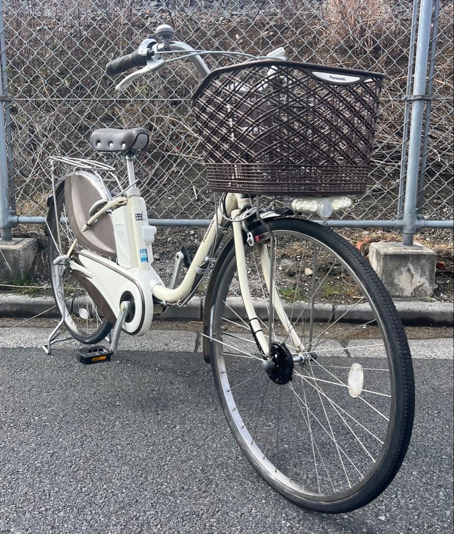 Panasonicエコナビ機能付き電動アシスト自転車きれいなホワイト26インチ