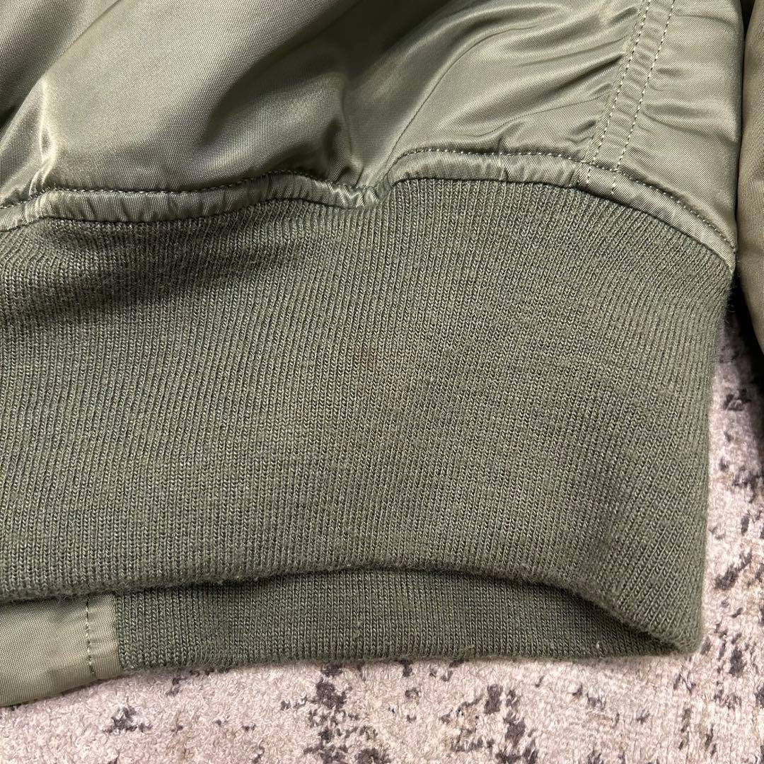 ALPHA アルファ MA-1 フライトジャケット グリーン 刺繍 ワッペン L