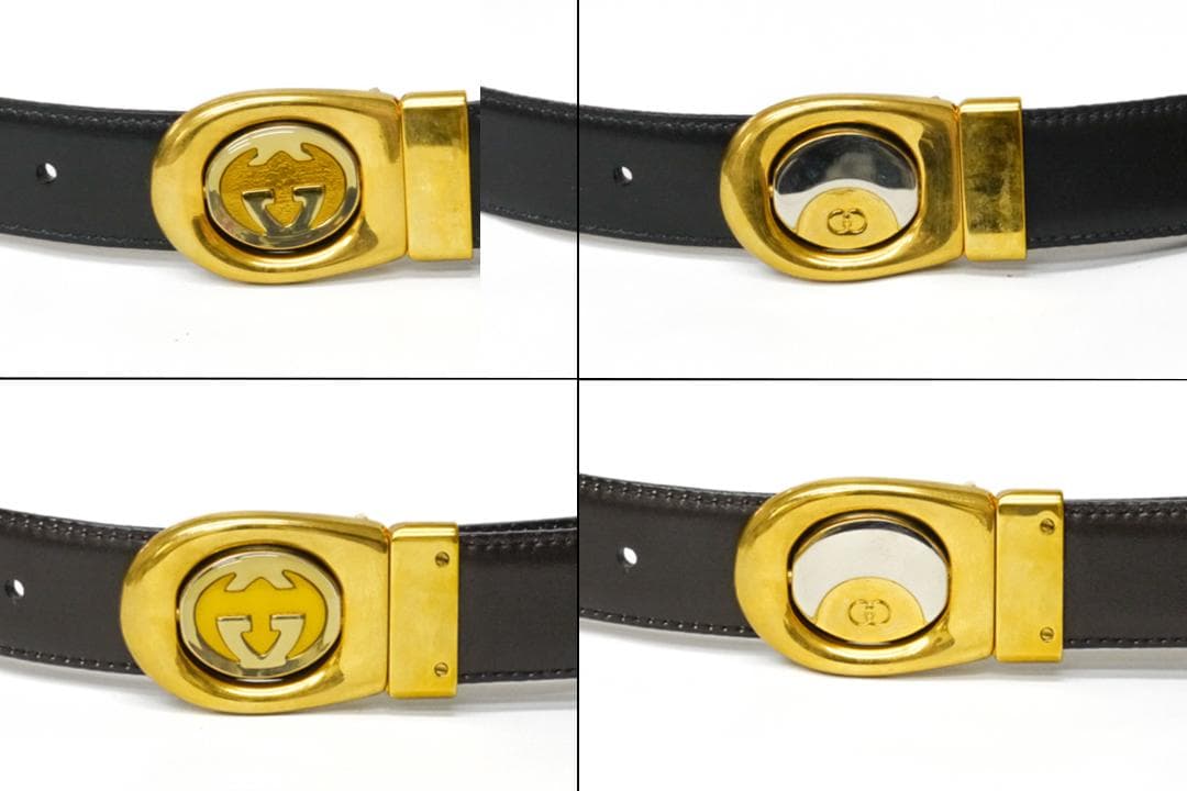 オールド グッチ　Gucci　リバーシブルバックル&ベルト　黒