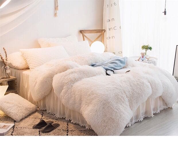 寝具ベッドカバーシングル3点セットダブル4点セット 布団カバー 暖かい モコモコ