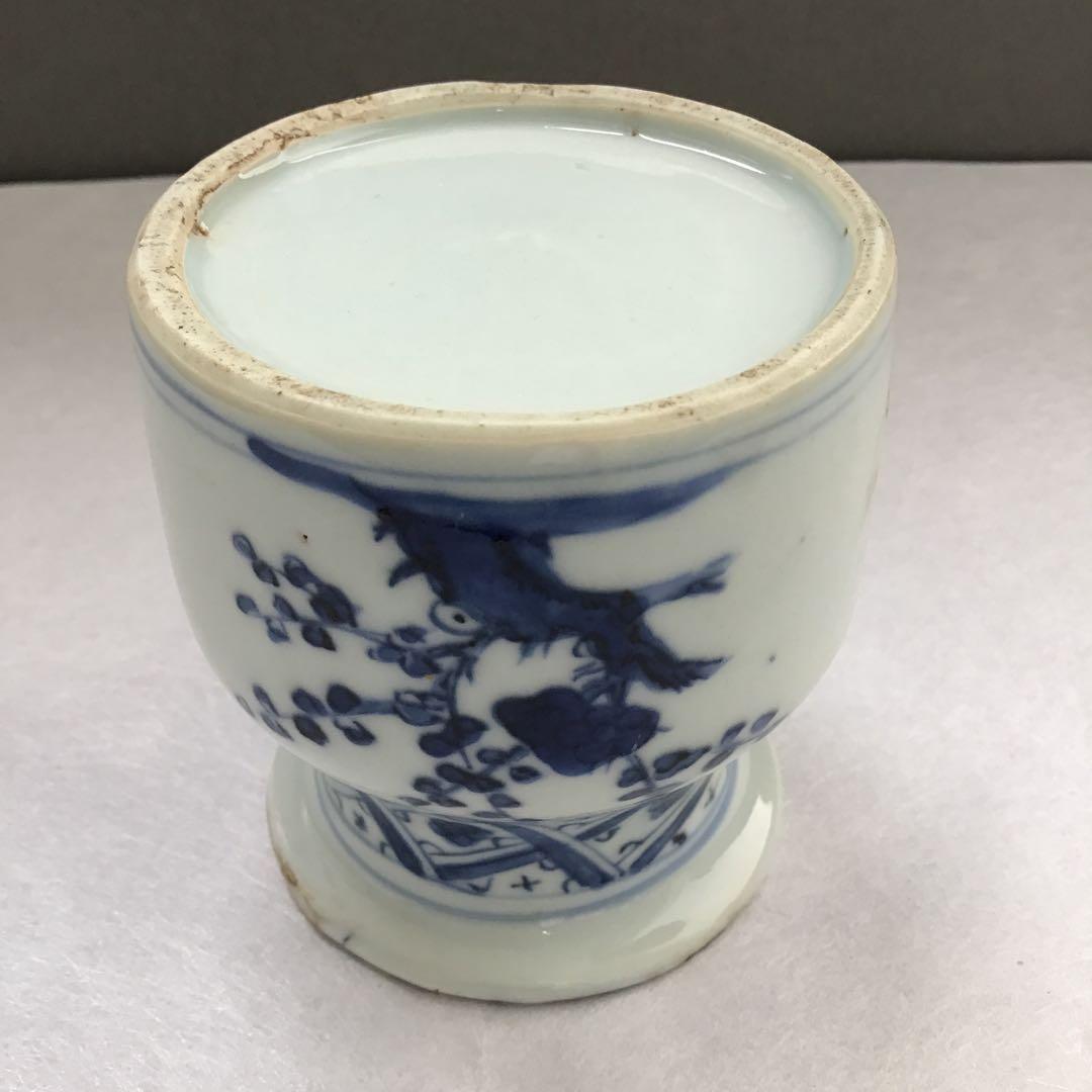 茶道具　古染付茶器　松竹梅絵　牙蓋添　仕覆二種付属　共箱　紙箱　S232CK