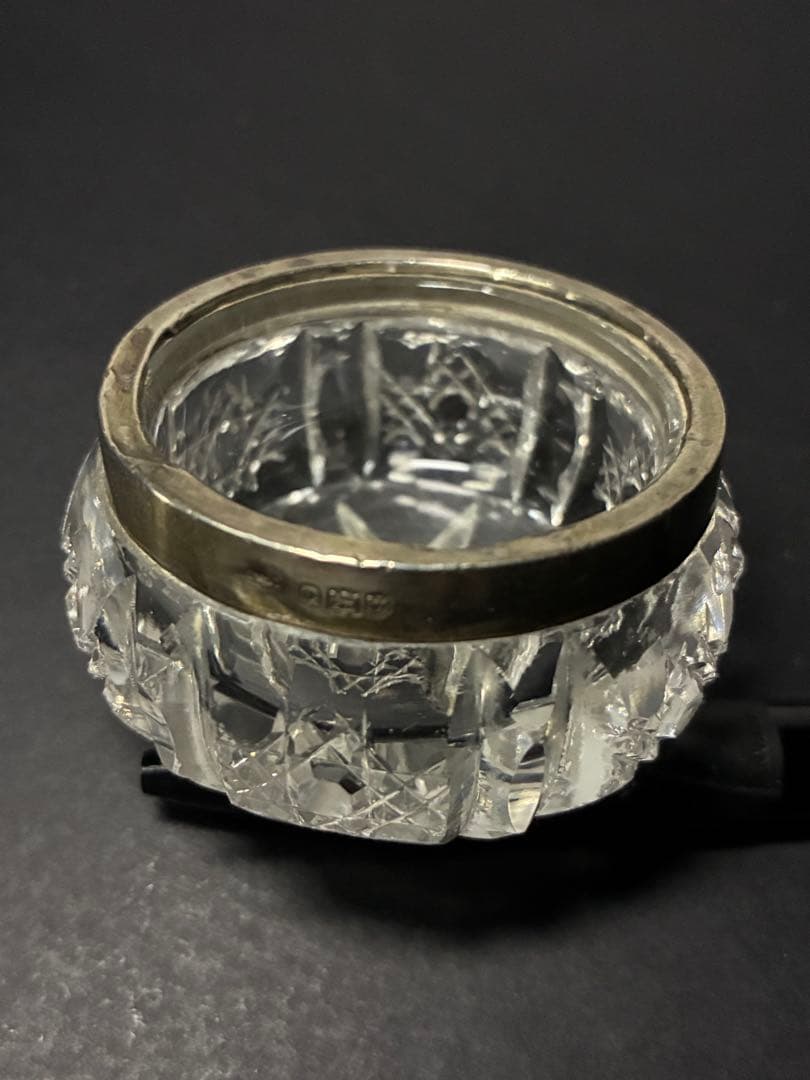 1936年 英国製 スターリングシルバー925 ソルトボウル 銀縁