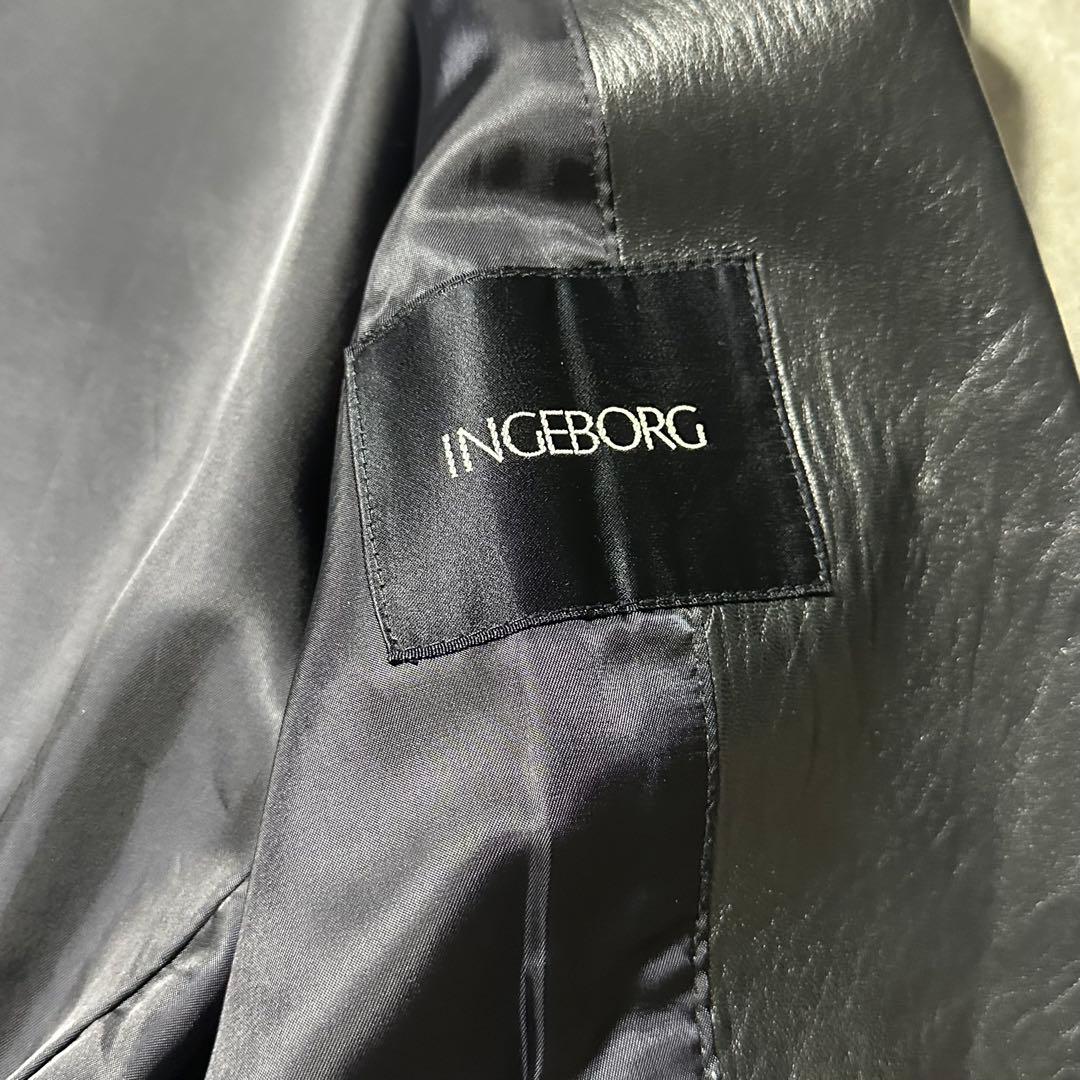 90s 美品 INGEBORG 羊革 レザー ダブル 金ボタンジャケット