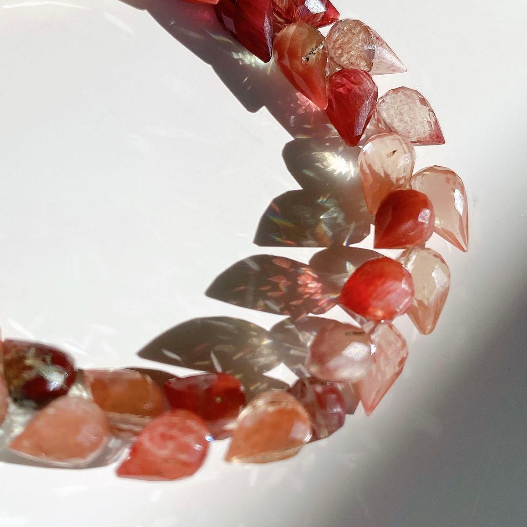 14kgf天然石高品質大粒つぼみカットアンデシンチタンワイヤーブレスレット