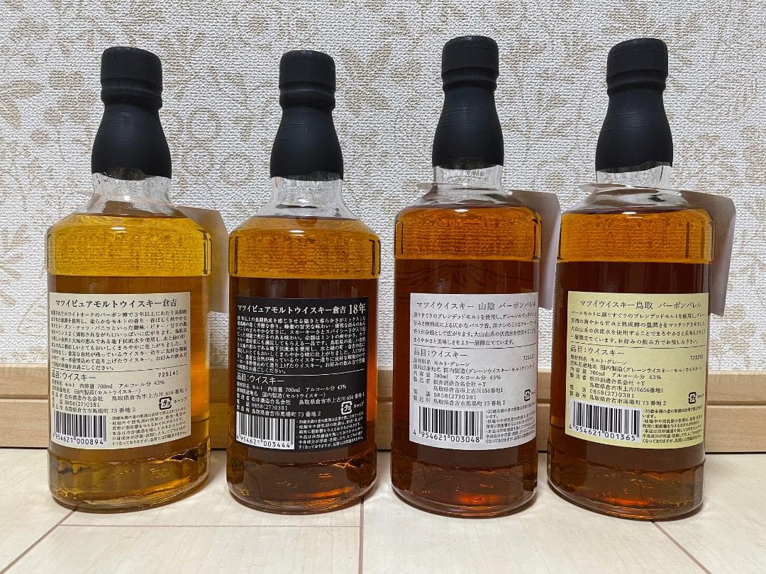 松井酒造ウイスキー、倉吉18年ほか４本セット
