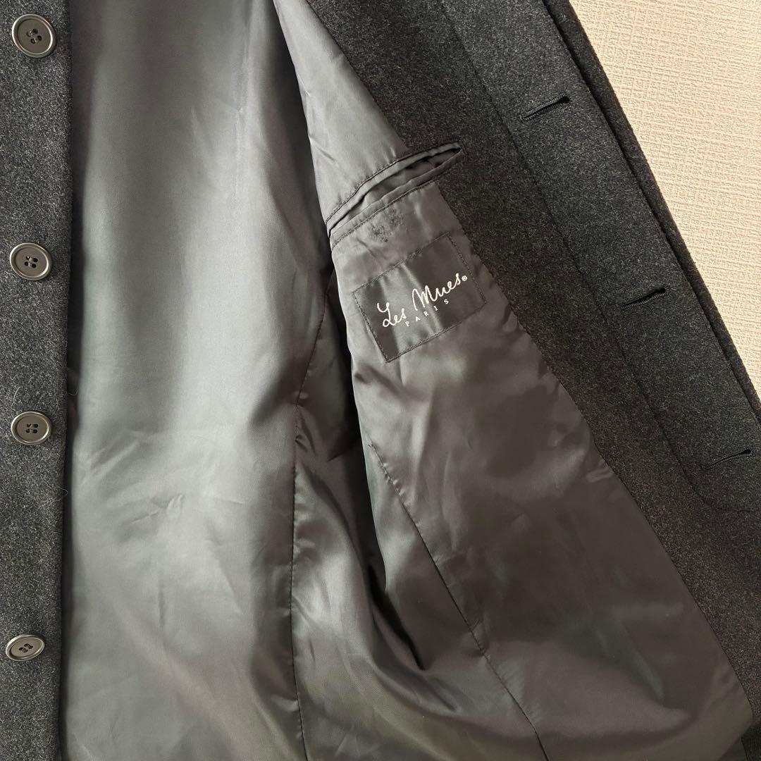 90's ヴィンテージ ステンカラーコート ダークグレー カシミヤ