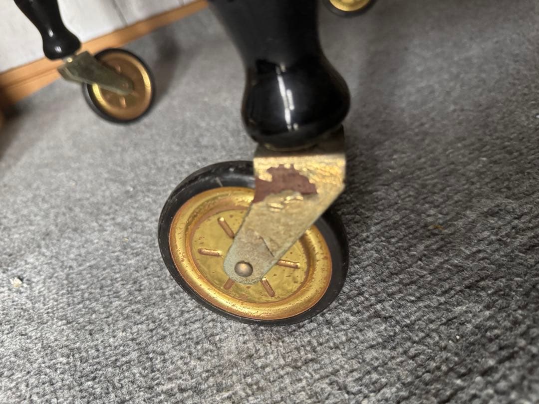 希少 イタリア製 象嵌細工 バーズアイ キャスター付き キッチンワゴン