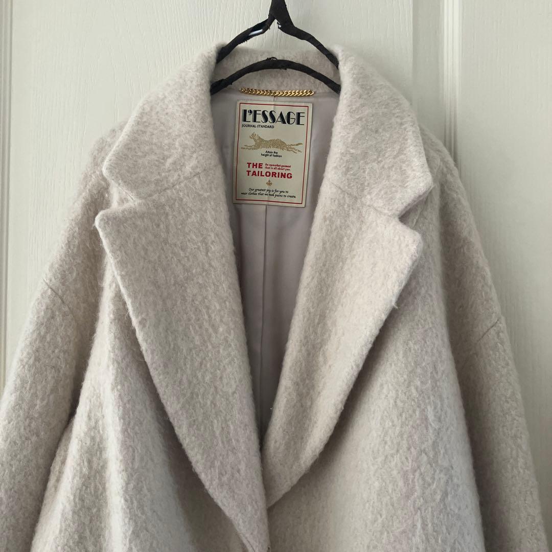 美品ジャーナルスタンダードレサージュ　シャギーウールモヘヤビッグチェスターコート