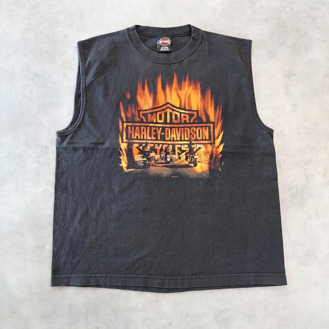 ハーレーダビッドソン ノースリーブTシャツ 00s USA製 L 黒 14742