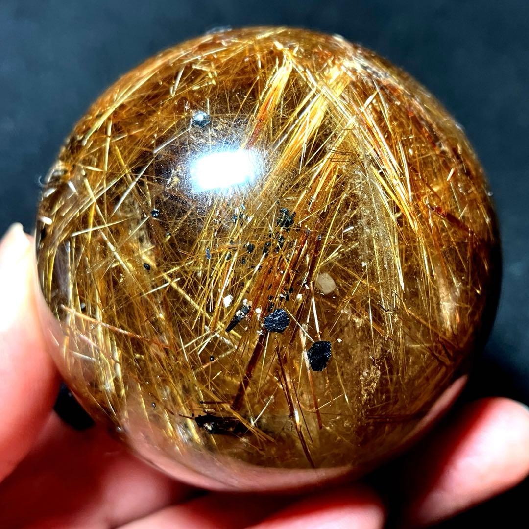 超絶綺麗✨62mm ゴールドルチルクォーツ　丸玉　スフィア　金針水晶