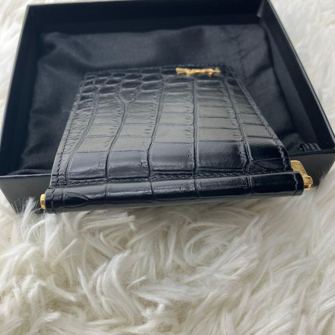 未使用級✨SAINT LAURENT マネークリップ　クロコ型押し　YSL 黒