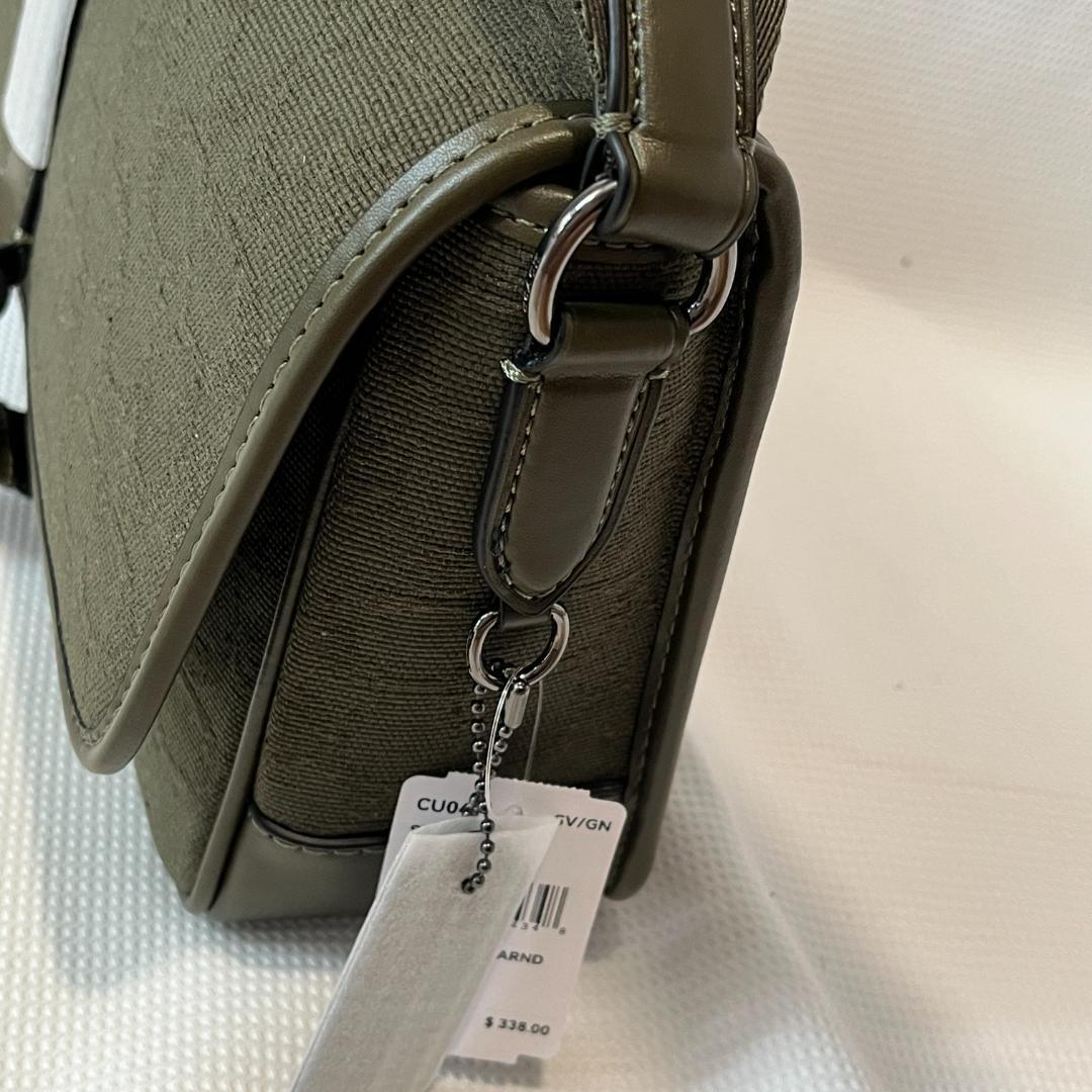 未使用 COACH CU041 メッセンジャーバッグ シグネチャー カーキ