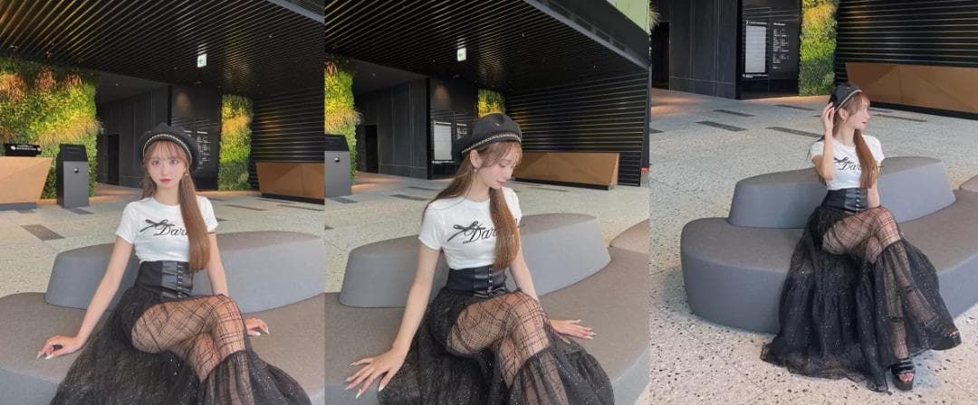 新品 ダーリッチ darich コルセットスパンコールチュールスカート BLK