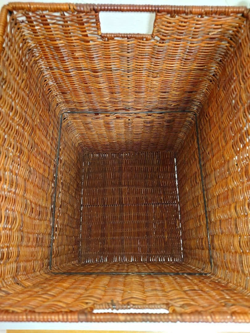 木製ラタン バスケット カゴ 籠 かご アンティーク 籐 アジアンBOX箱 収納