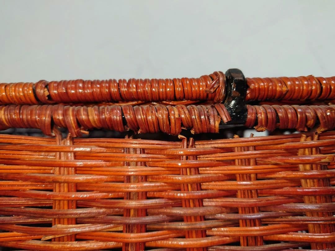 木製ラタン バスケット カゴ 籠 かご アンティーク 籐 アジアンBOX箱 収納