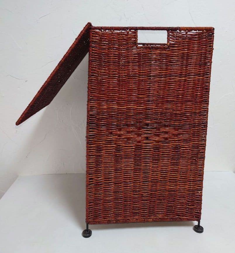 木製ラタン バスケット カゴ 籠 かご アンティーク 籐 アジアンBOX箱 収納