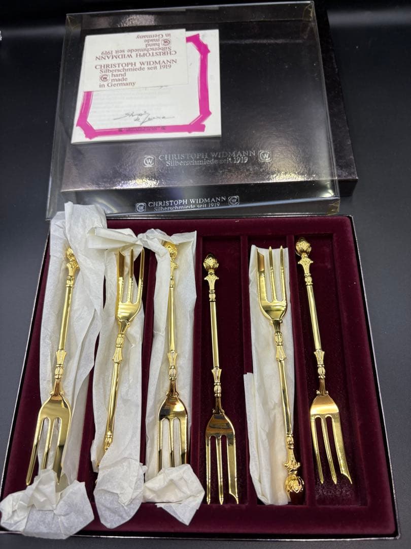クリストフウィドマン銀器 フォーク&スプーン6本セット カトラリー 24金メッキ