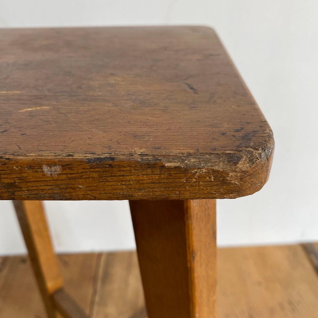 アンティーク 角 スツール 椅子 植物台 無垢材 z835
