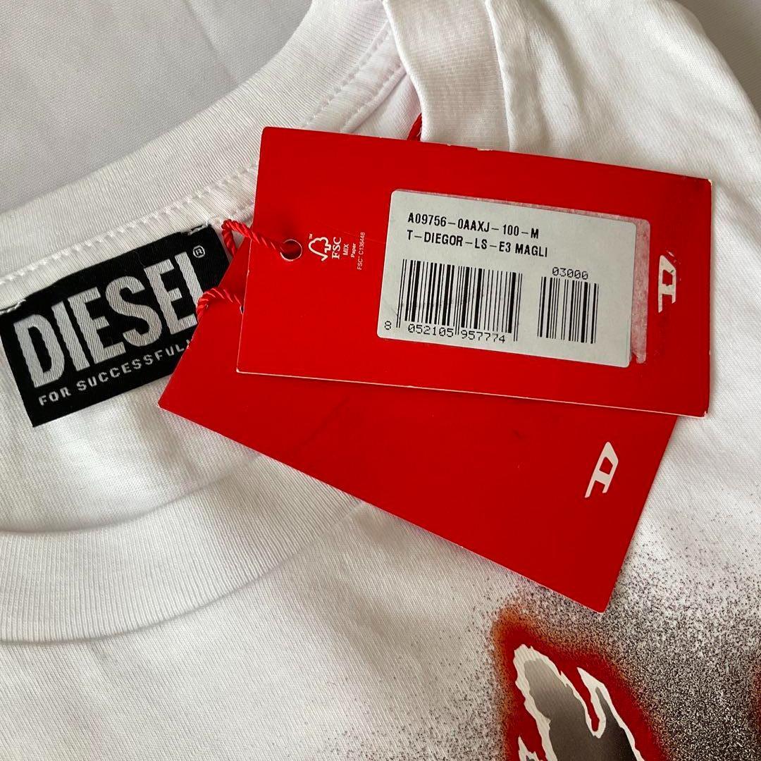 新品　ディーゼル　長袖Ｔシャツ　Ｍ　T-DIEGOR-LS　グラフィック　白