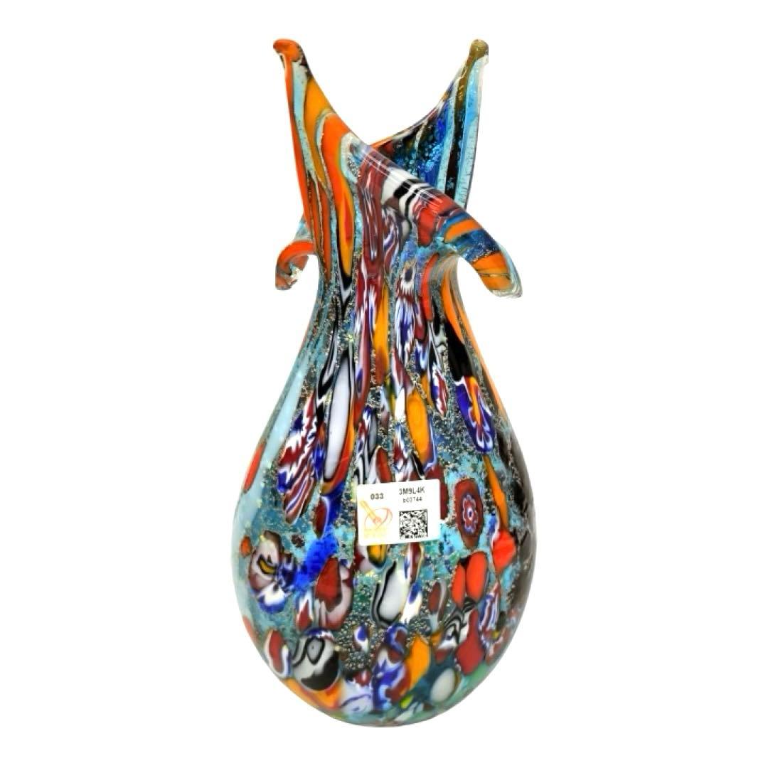 ベネチアンガラス ミルフィオリ 花瓶 ムラーノガラス ヴェネチアンガラス