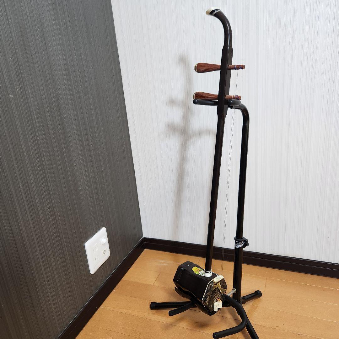 美品 二胡 敦煌牌 DUNHUANG 上海民族楽器 弓付き ケース付き 蛇本革