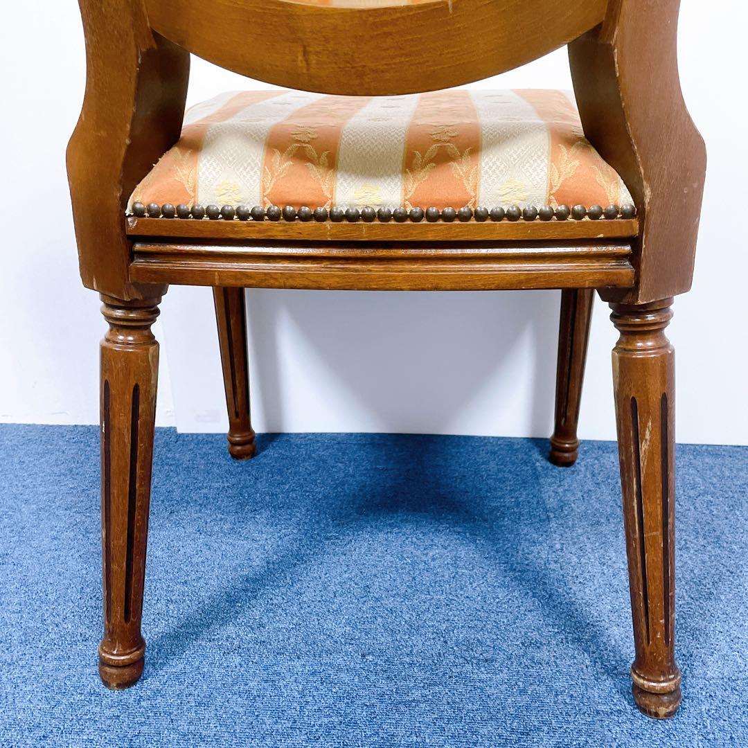 【フランスアンティーク②】ルイ16世様式 華麗ストライプ織物張 メダリオンチェア