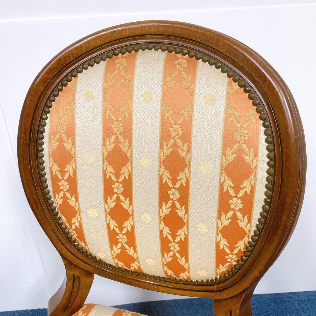 【フランスアンティーク②】ルイ16世様式 華麗ストライプ織物張 メダリオンチェア