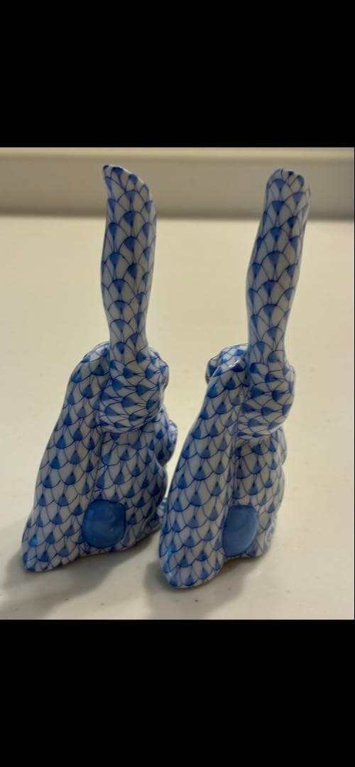 Herend ヘレンド ブルーフィッシュネット うさぎフィギュリン