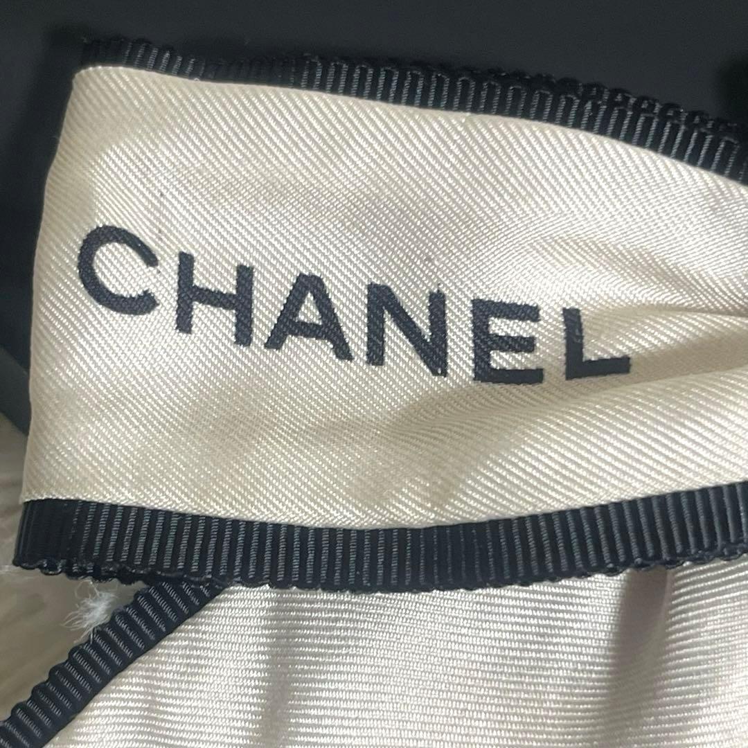 希少　CHANEL シャネル　ヘアゴム　シュシュ　リボン　ココマーク　エクリュ