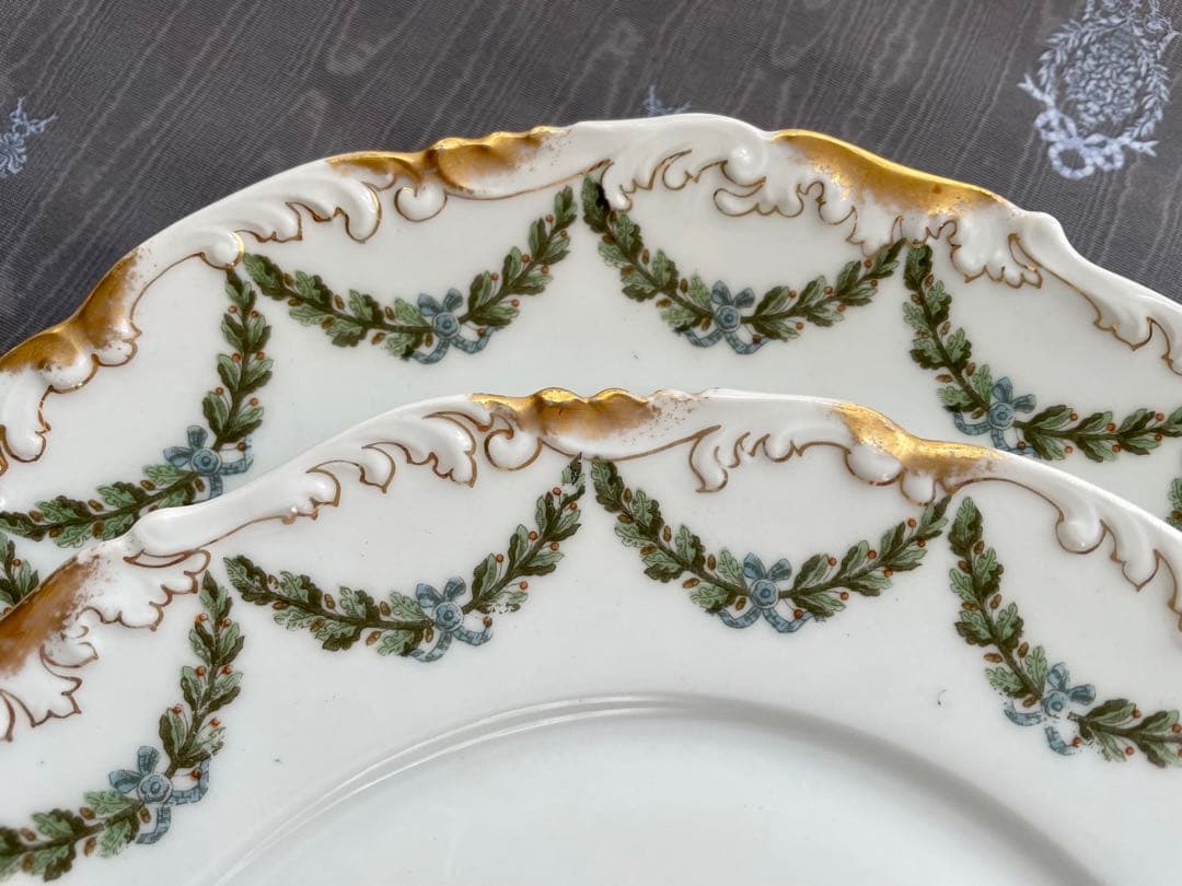 アビランド　リモージュ　金彩ガーランドのトリオ　ペア