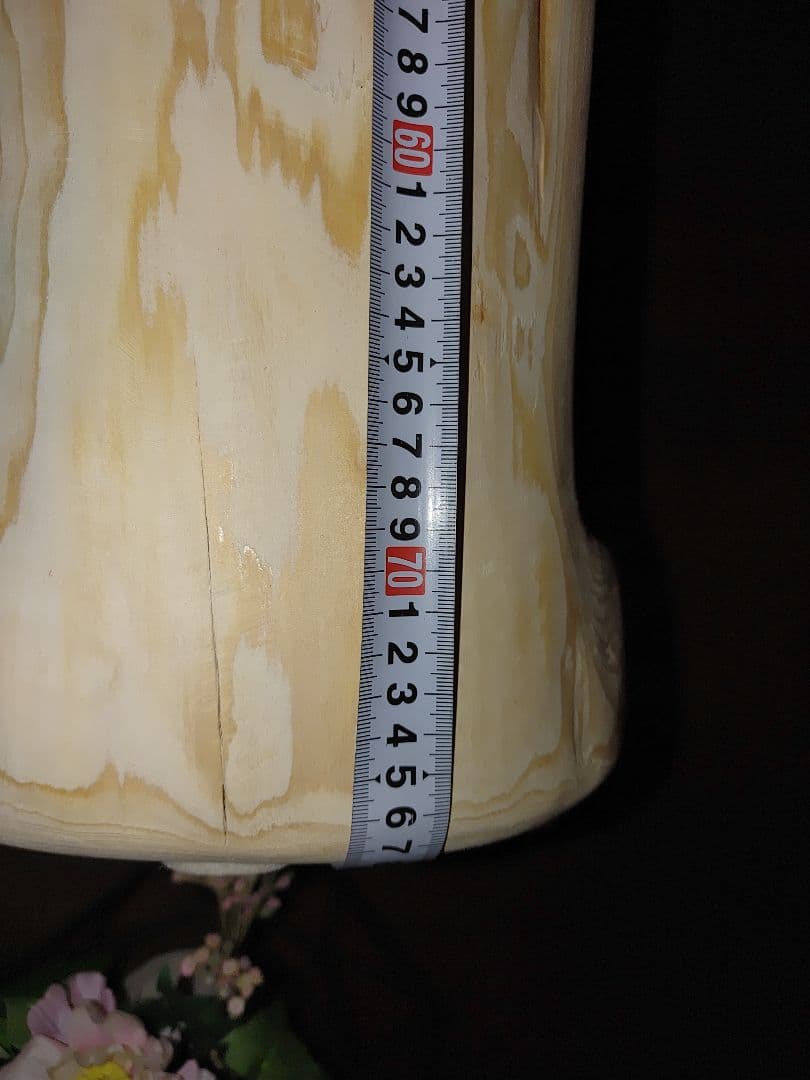 オリジナル照明LEDライト付 二段 本立てフラワースタンド ひのき 丸太 ベンチ