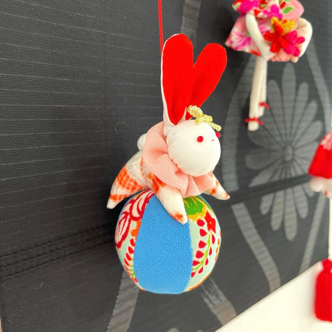 145 マチャケ　うさぎタペストリー　吊るし飾り　古布