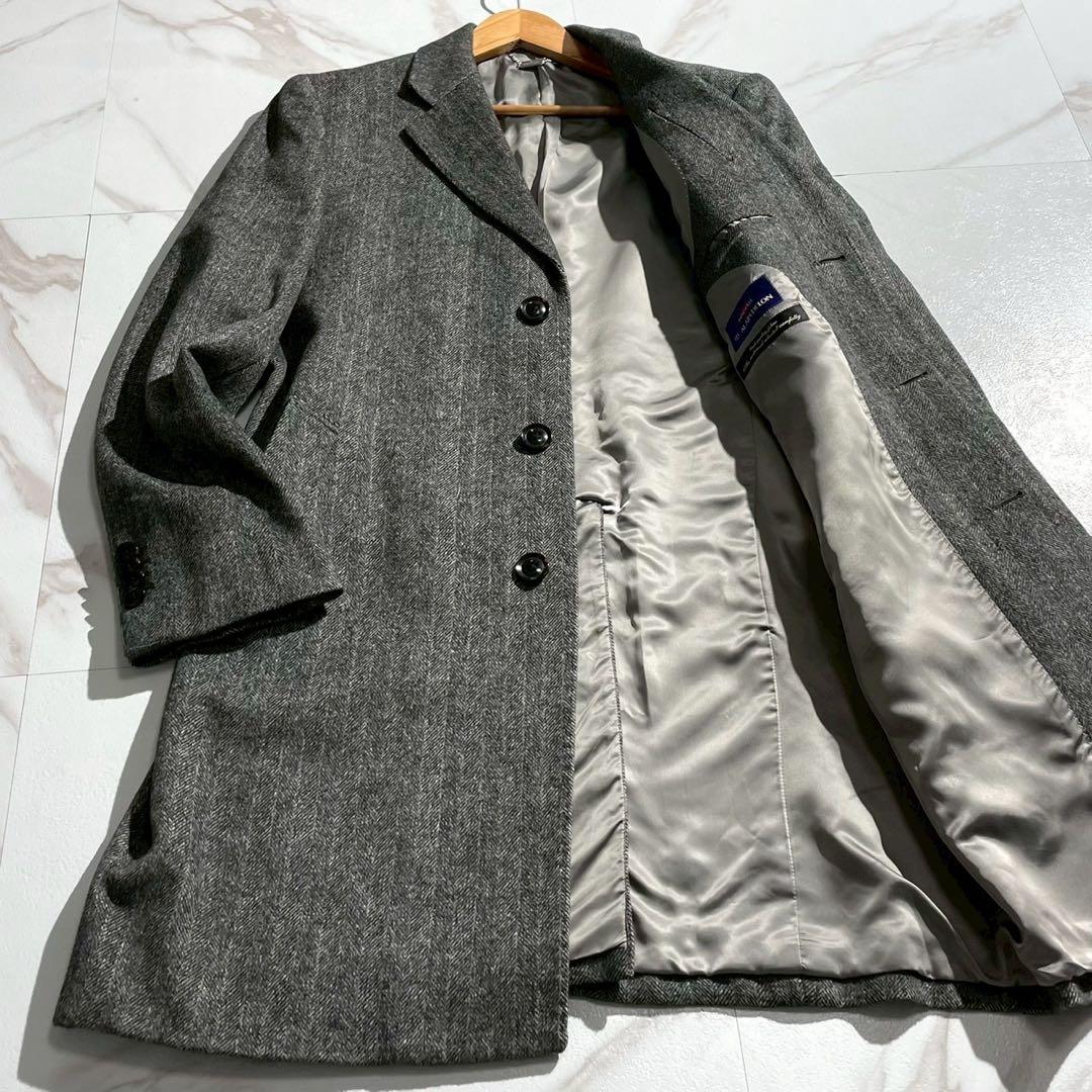 【未使用級✨】アランドロン カシミヤ100% チェスターコート ヘリンボーン M