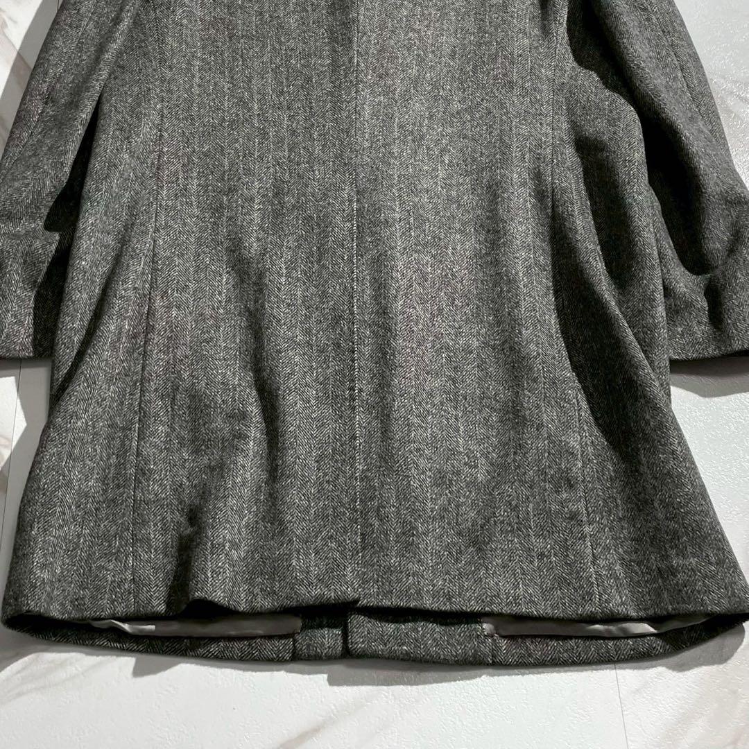 【未使用級✨】アランドロン カシミヤ100% チェスターコート ヘリンボーン M