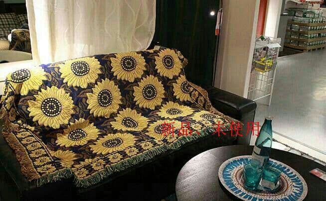 ひまわり ◆アメリカン両面ソファー毛布綿麻編み物ソファーカバー