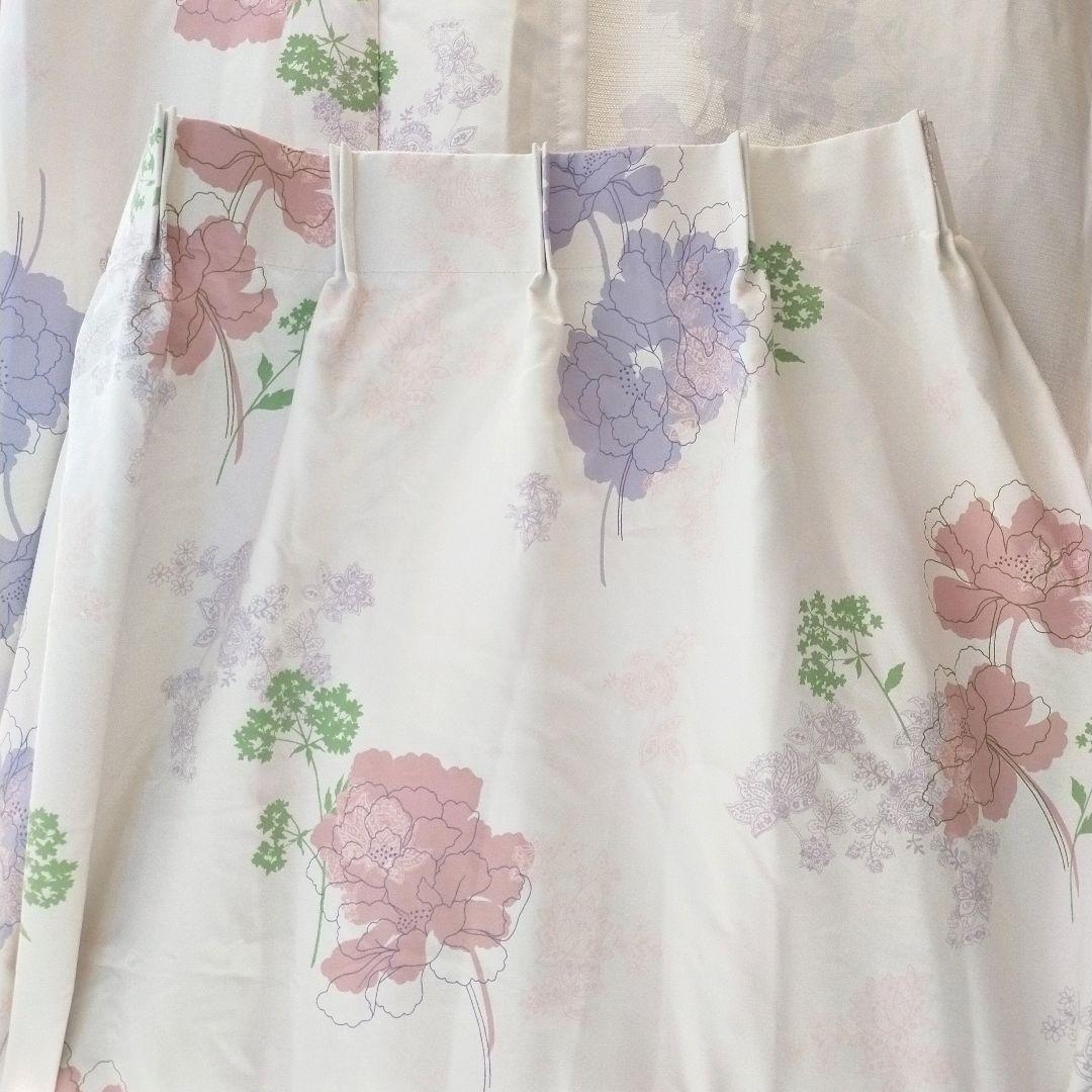 カーテン 4枚セット 花柄 遮光 レース フック 洗濯可 レースカーテン2枚つき