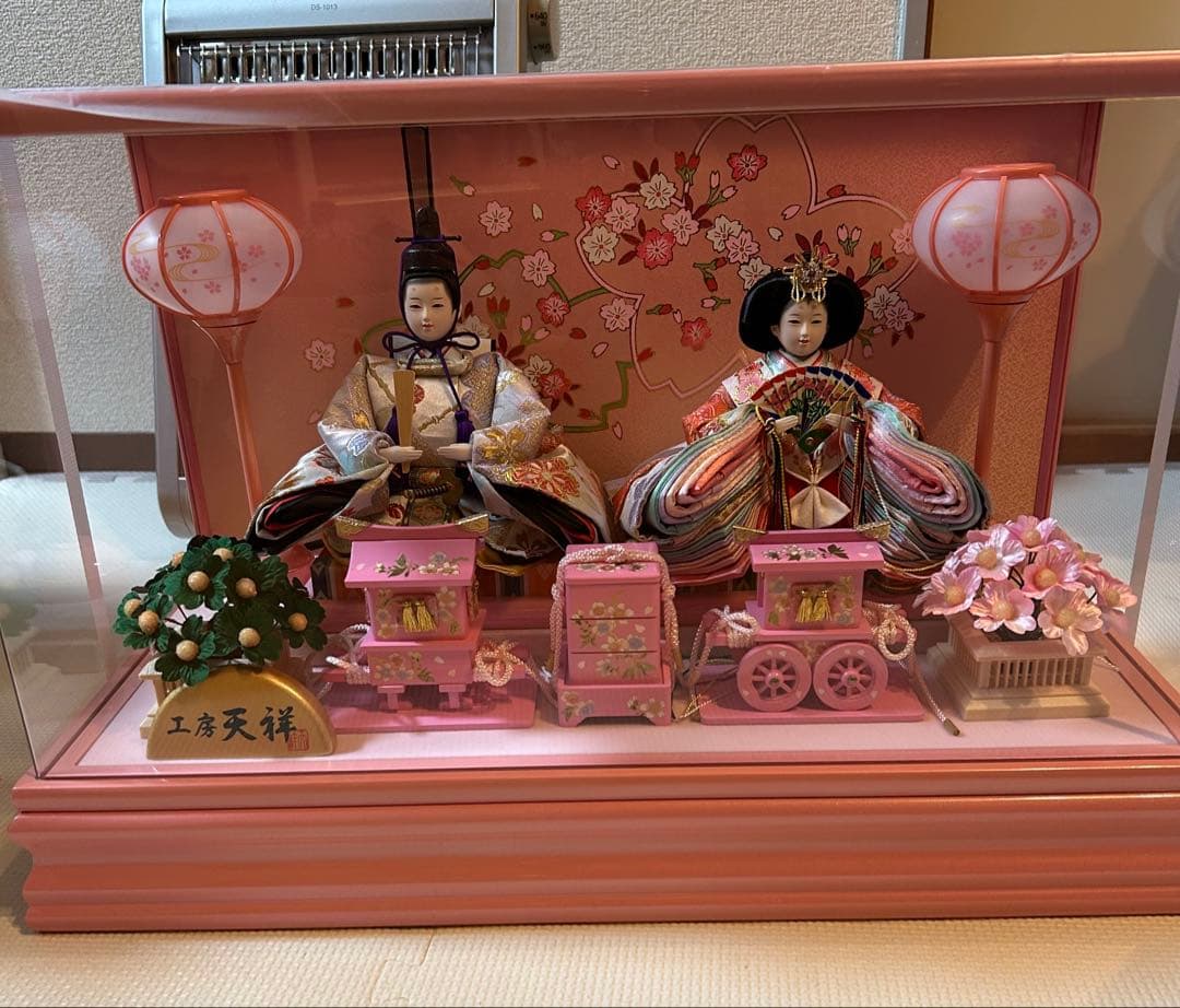 雛人形 ケース飾り コンパクト 親王飾り 人形工房天祥 (パールピンク)