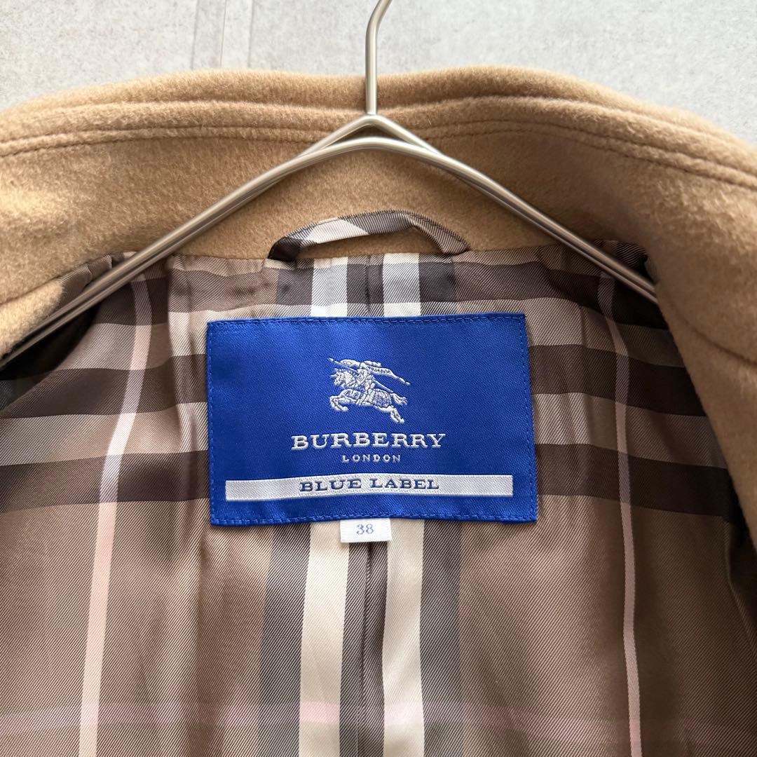 バーバリーブルーレーベル　ナポレオンコート　ノバチェック　キャメル　38　Y2K