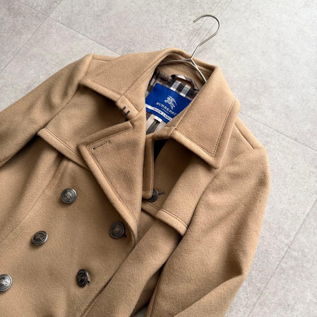 バーバリーブルーレーベル　ナポレオンコート　ノバチェック　キャメル　38　Y2K