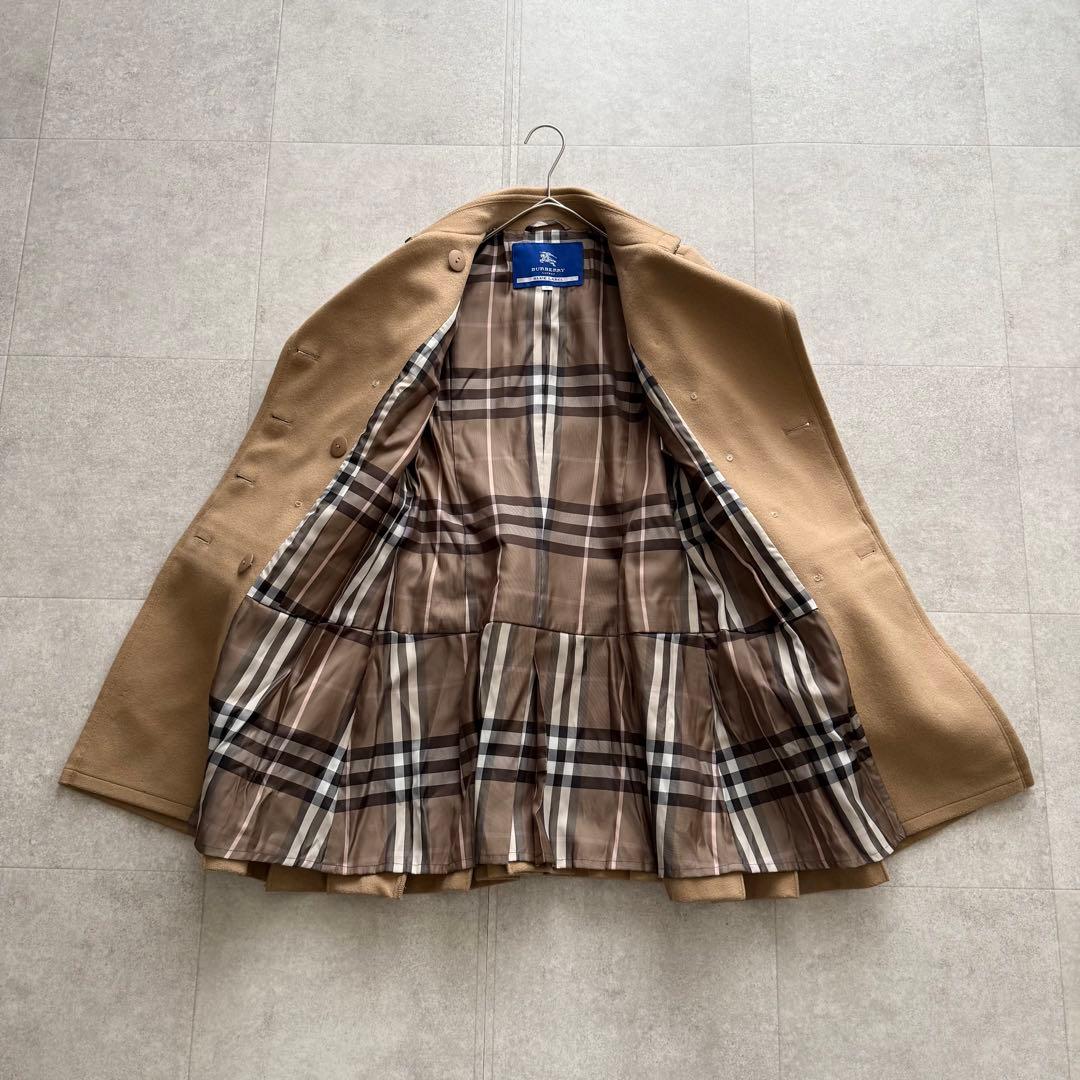 バーバリーブルーレーベル　ナポレオンコート　ノバチェック　キャメル　38　Y2K