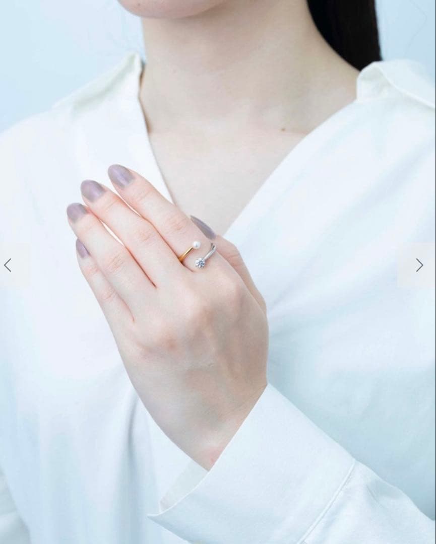 【箱.購入証明書付き】フォークリング ジルコニア×パール コンビカラー