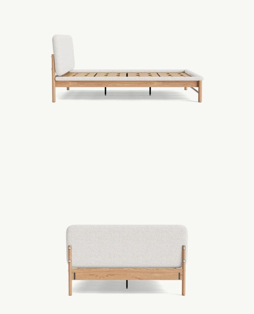 クイーンベッドフレーム 木製スラット グレー