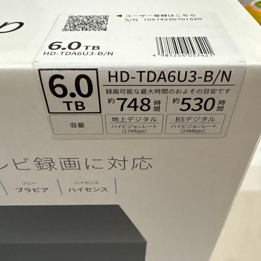 【未使用】バッファロー HD-TDA6U3-B 外付けHDD 6TB