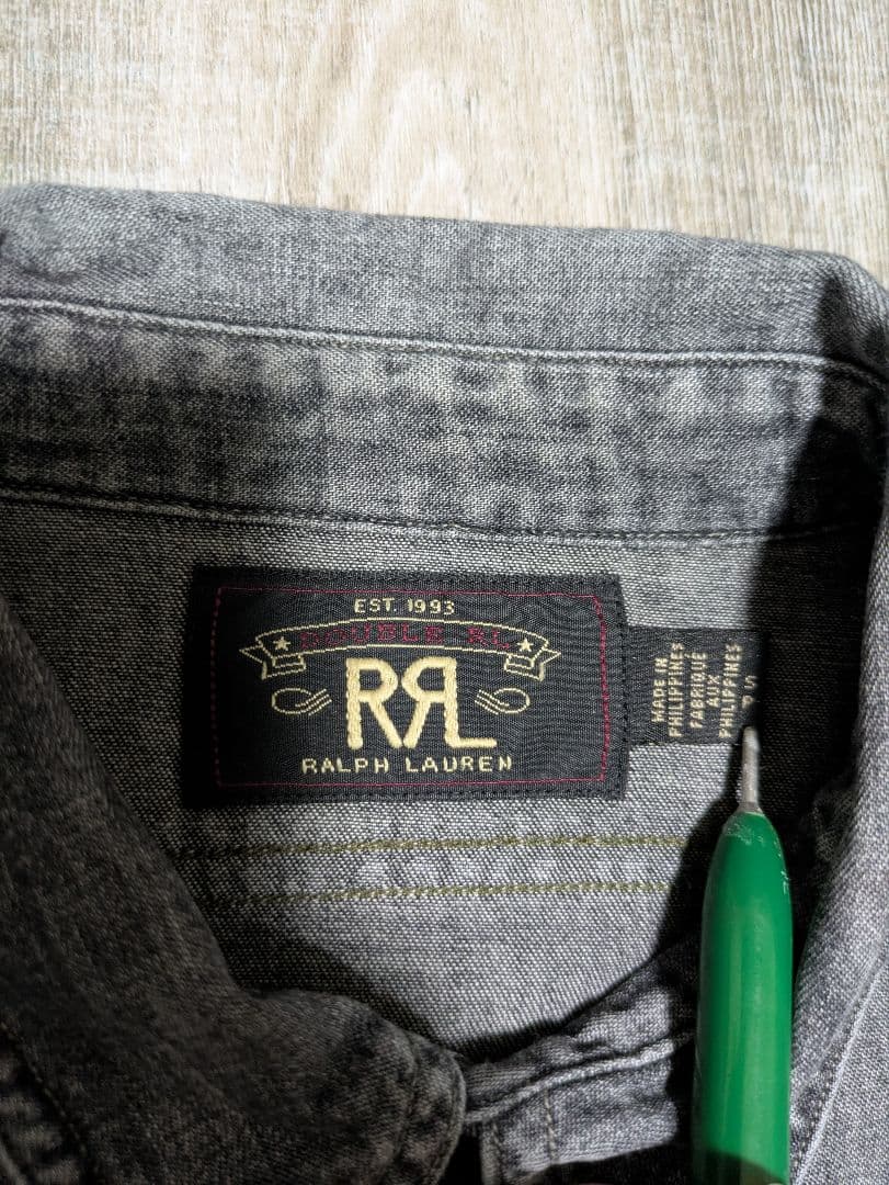 RRL ダブルアールエル ブラックシャンブレーシャツ 長袖シャツ S